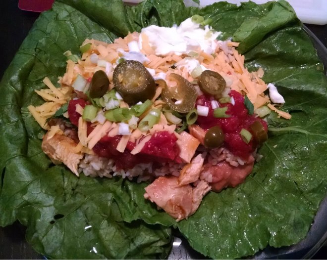 Collard Green Wrapped Chicken Burritos