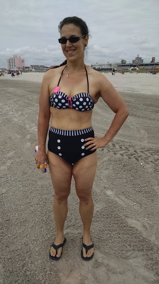 Taken August 10, 2015. Wearing this down the shore was one of the most terrifying things I've done. A glance along the beach, though, calmed my fears. Just wear what you want! 