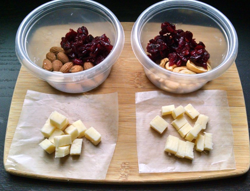 The waxed paper keeps the cheese from soggin' up your dried fruit. 