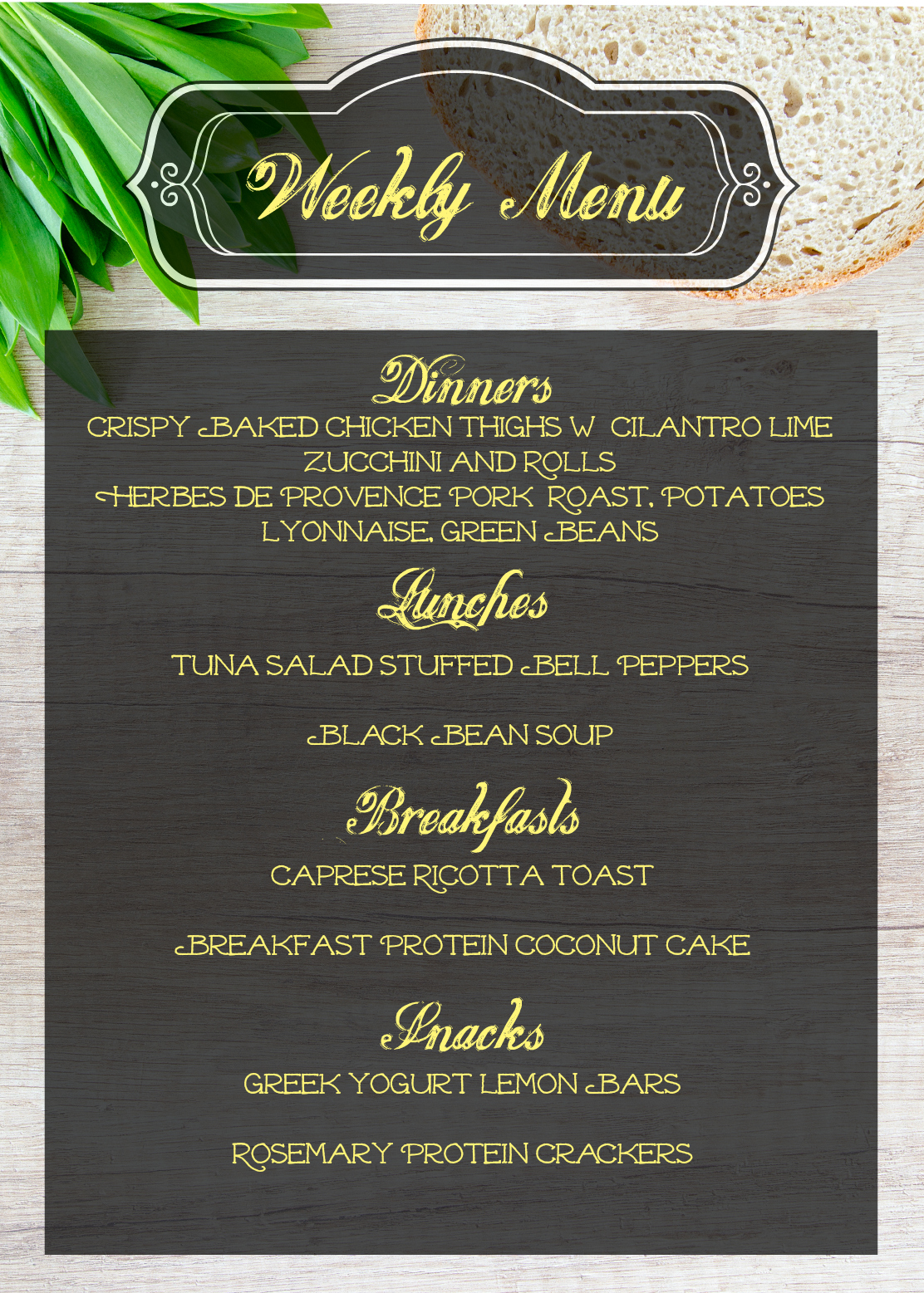 Weekly Menu: April 2 – 8,&nbsp;2018