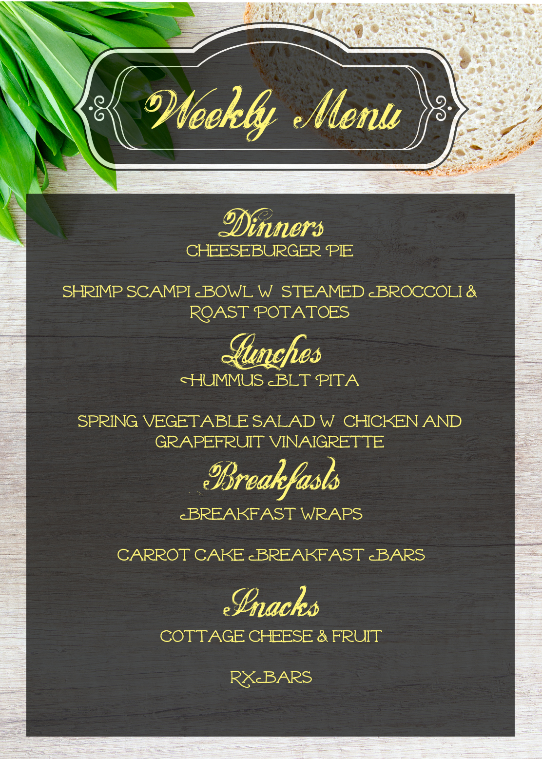 Weekly Menu: April 23 – 29,&nbsp;2018